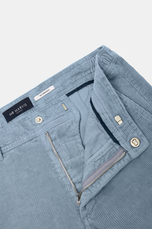 grey blue ribbed corduroy fabric men's trousers | MR MARVIS